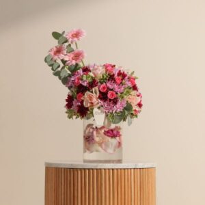 فازة زهور البستان الوردي